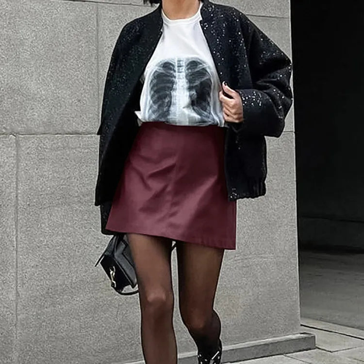 Falda Skirt, High Waist, A-line Zipper, Female Short Skirts