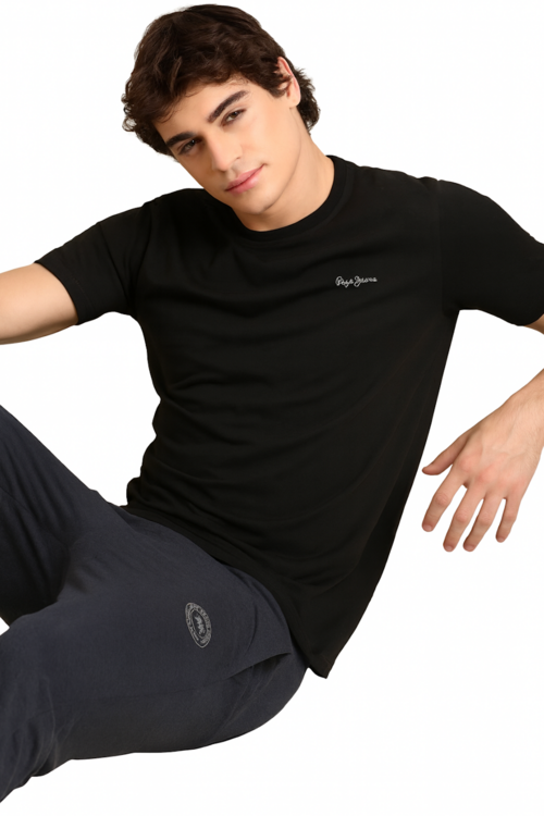 CAMISETA Men's Solid Black Crew Neck T-Shirt