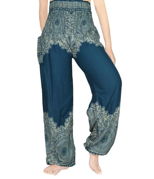 PANTALON SUAVE Teal FLORAL Women Boho Pants Hippie Pants Yoga Pants