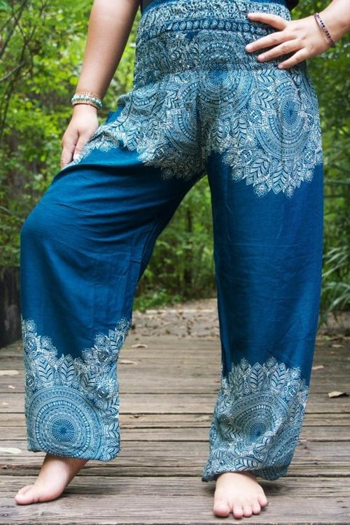 PANTALON SUAVE Teal FLORAL Women Boho Pants Hippie Pants Yoga Pants